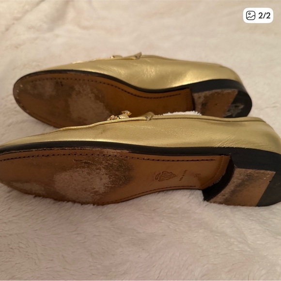 Gucci Women's Gold Loafers with Crystal Accents - Picture 2 of 2
